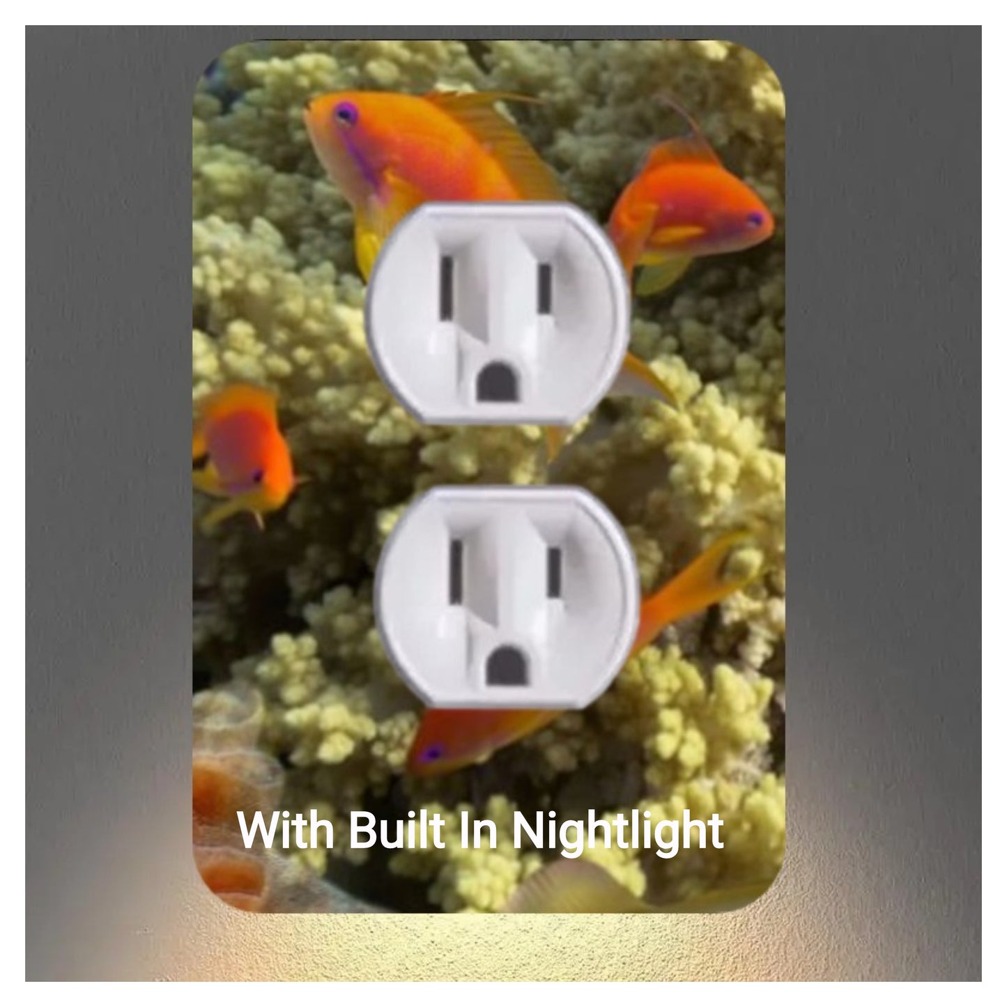 Aquarium Outlet Nightlight Covers With Buit In Led Bulbs & Child Safety Plugs.