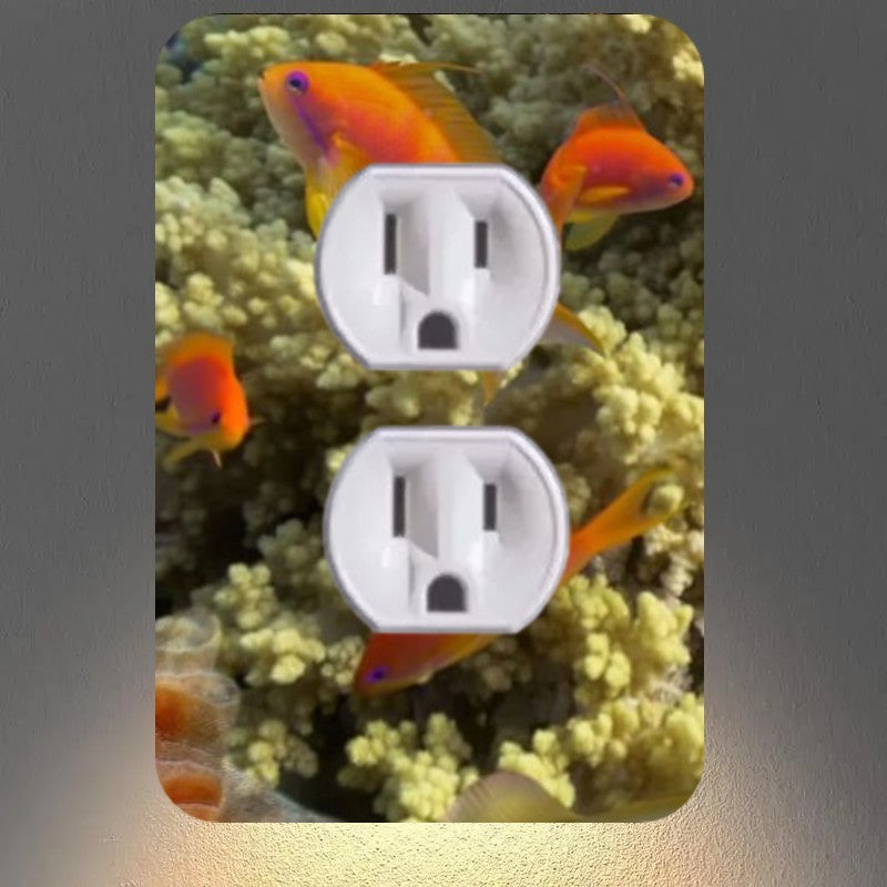 Aquarium Outlet Nightlight Covers With Buit In Led Bulbs & Child Safety Plugs.