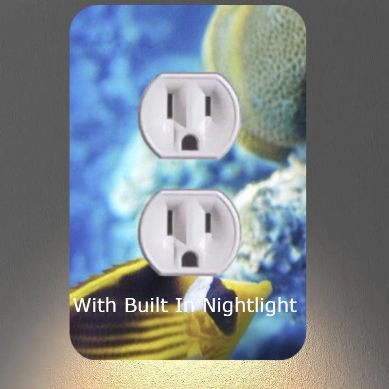 Aquarium Outlet Nightlight Covers With Buit In Led Bulbs & Child Safety Plugs.