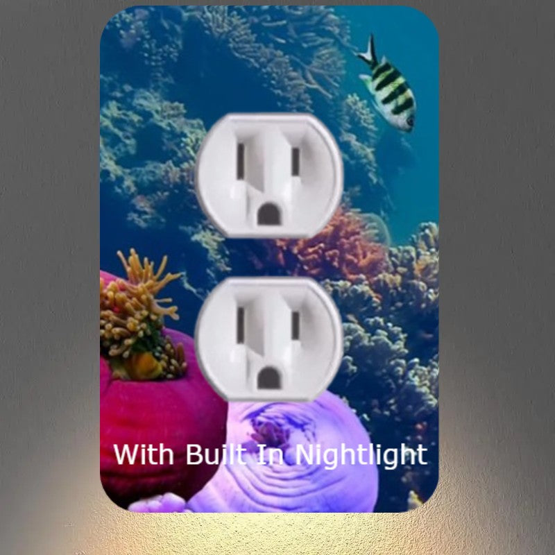 Aquarium Outlet Nightlight Covers With Buit In Led Bulbs & Child Safety Plugs.