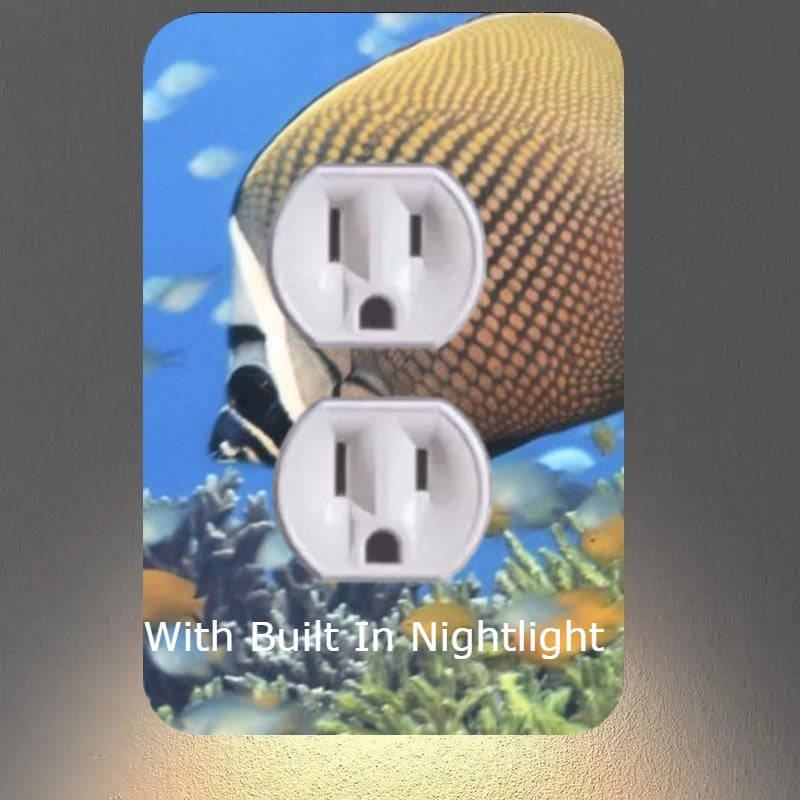 Aquarium Outlet Nightlight Covers With Buit In Led Bulbs & Child Safety Plugs.