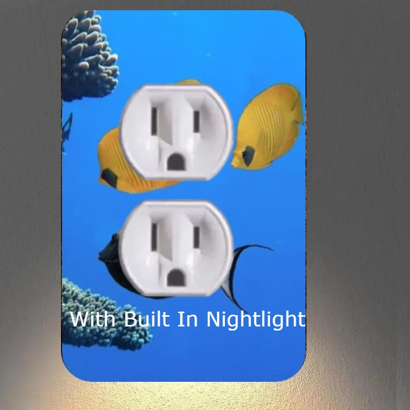 Aquarium Outlet Nightlight Covers With Buit In Led Bulbs & Child Safety Plugs.