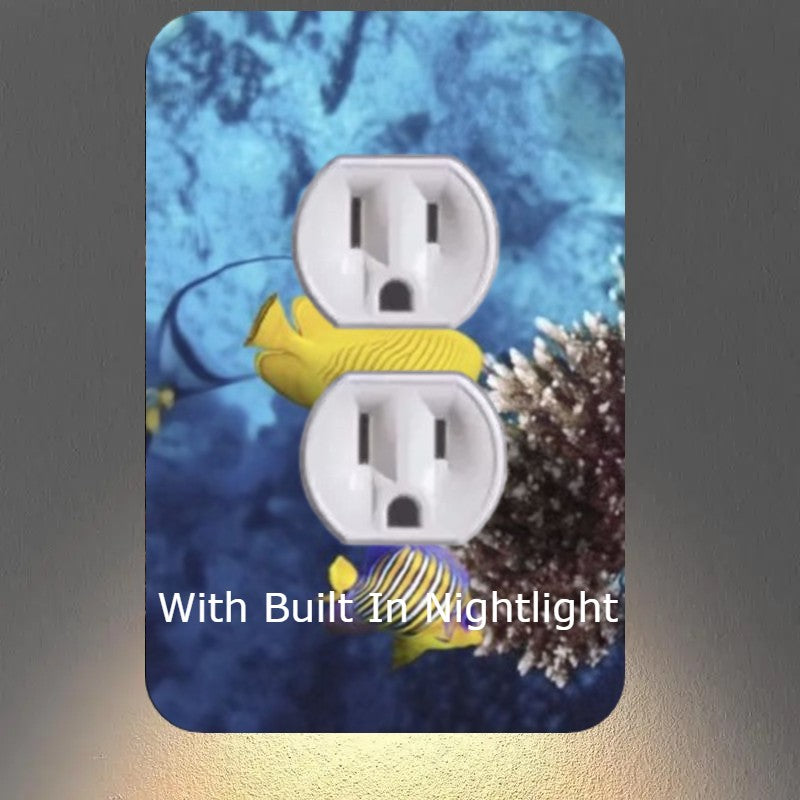 Aquarium Outlet Nightlight Covers With Buit In Led Bulbs & Child Safety Plugs.